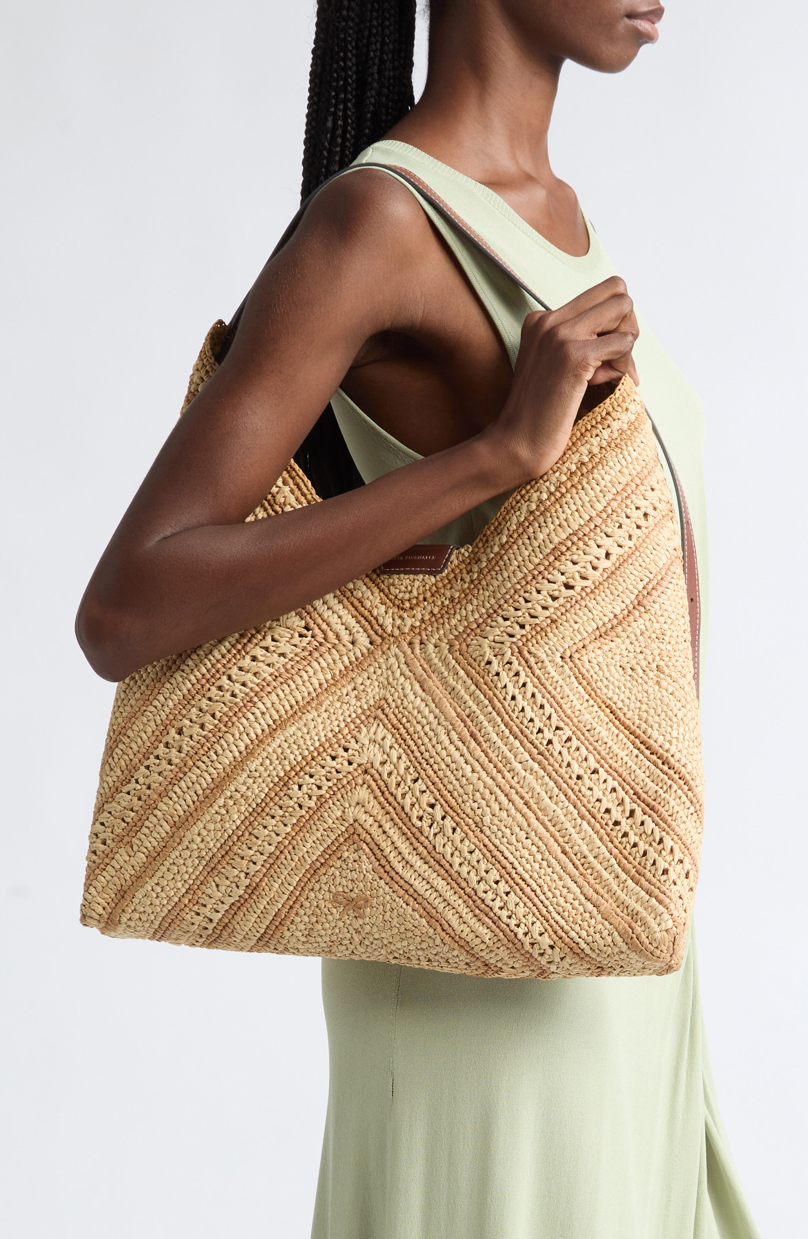 Raffia Bow Shoulder Bag, Alternate, color, NATURAL