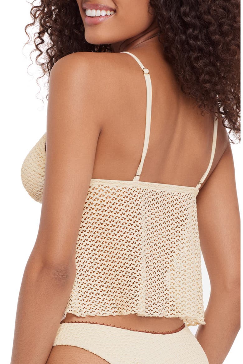 Tie Front Split Front Crop Tankini Top, Alternate, color, PEARL