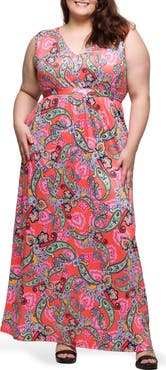 24seven Comfort Apparel V-Neck Sleeveless Maxi Dress