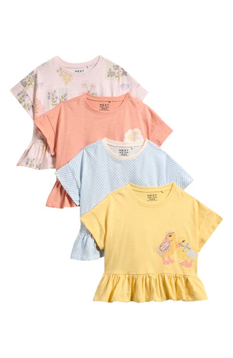 Kids' 4-Pack Frill Hem T-Shirts (Toddler & Little Kid)