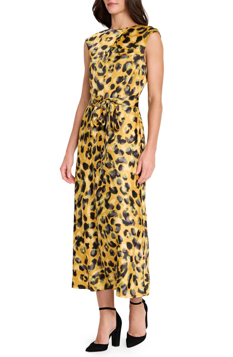 Tahari ASL Belted Sleeveless Midi Dress, Alternate, color, Ginger Saphire
