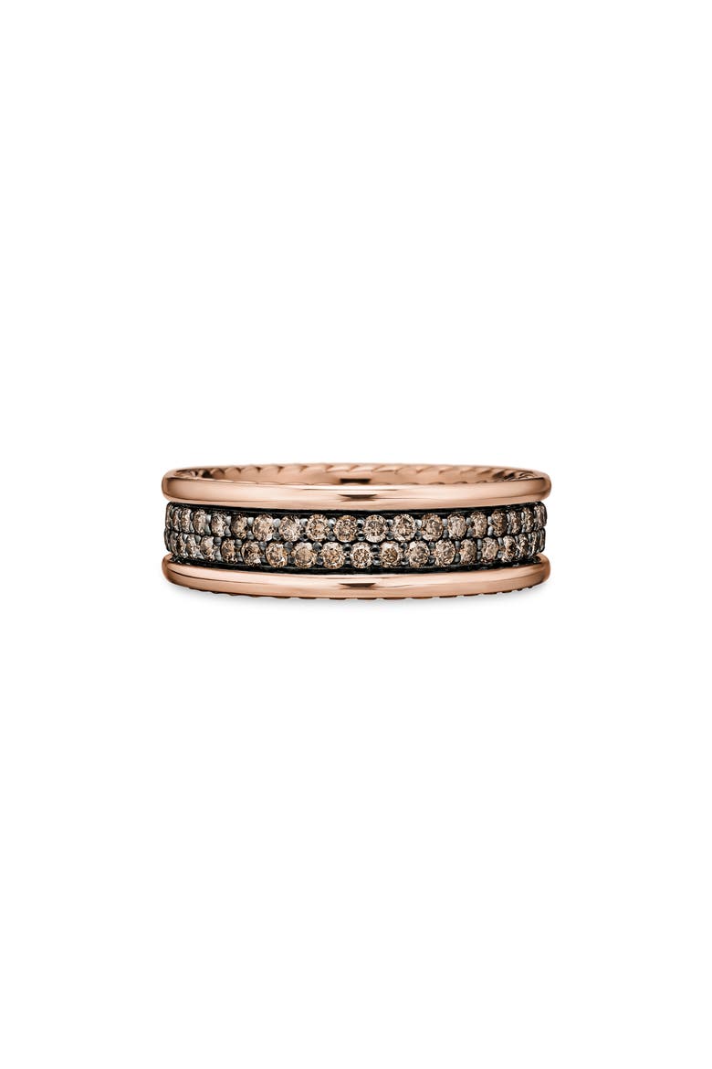 Streamline 2-Row Pavè 18K Rose Gold Band Ring, Alternate, color, ROSE GOLD/ COGNAC DIAMOND