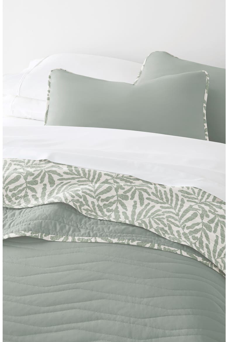 Pattern Reversible Quilt & Sham Set, Alternate, color, EUCALYPTUS