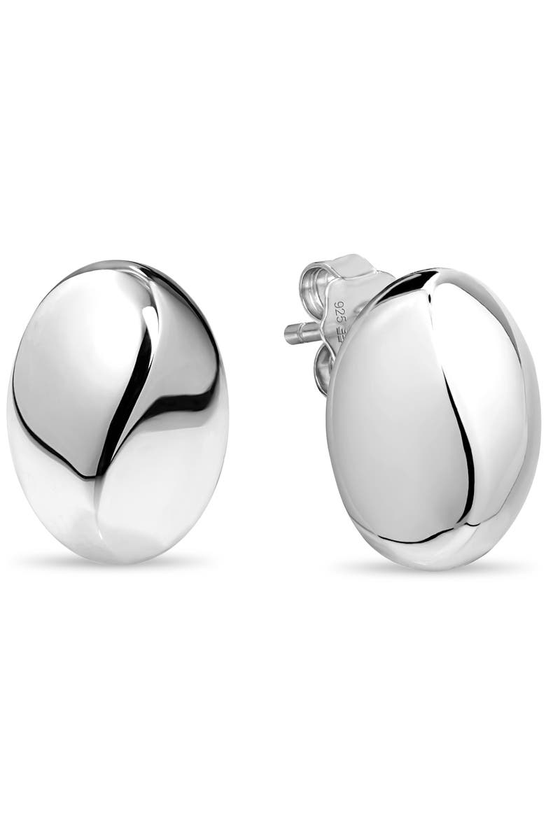 DEVATA Dome Stud Earrings in Rhodium Plated Sterling Silver, Main, color, Silver