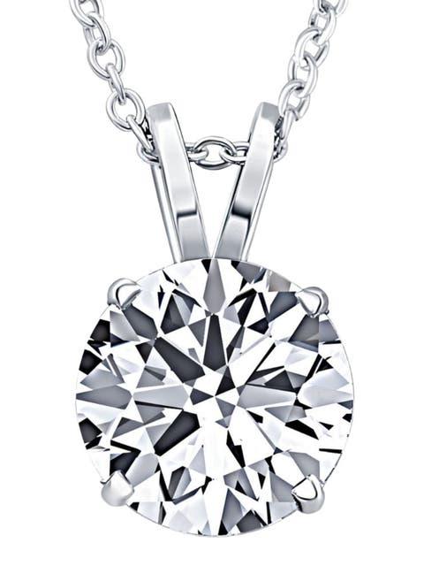 Certified 3Ct Round Solitaire Diamond Pendant 14k Gold Necklace Lab Grown