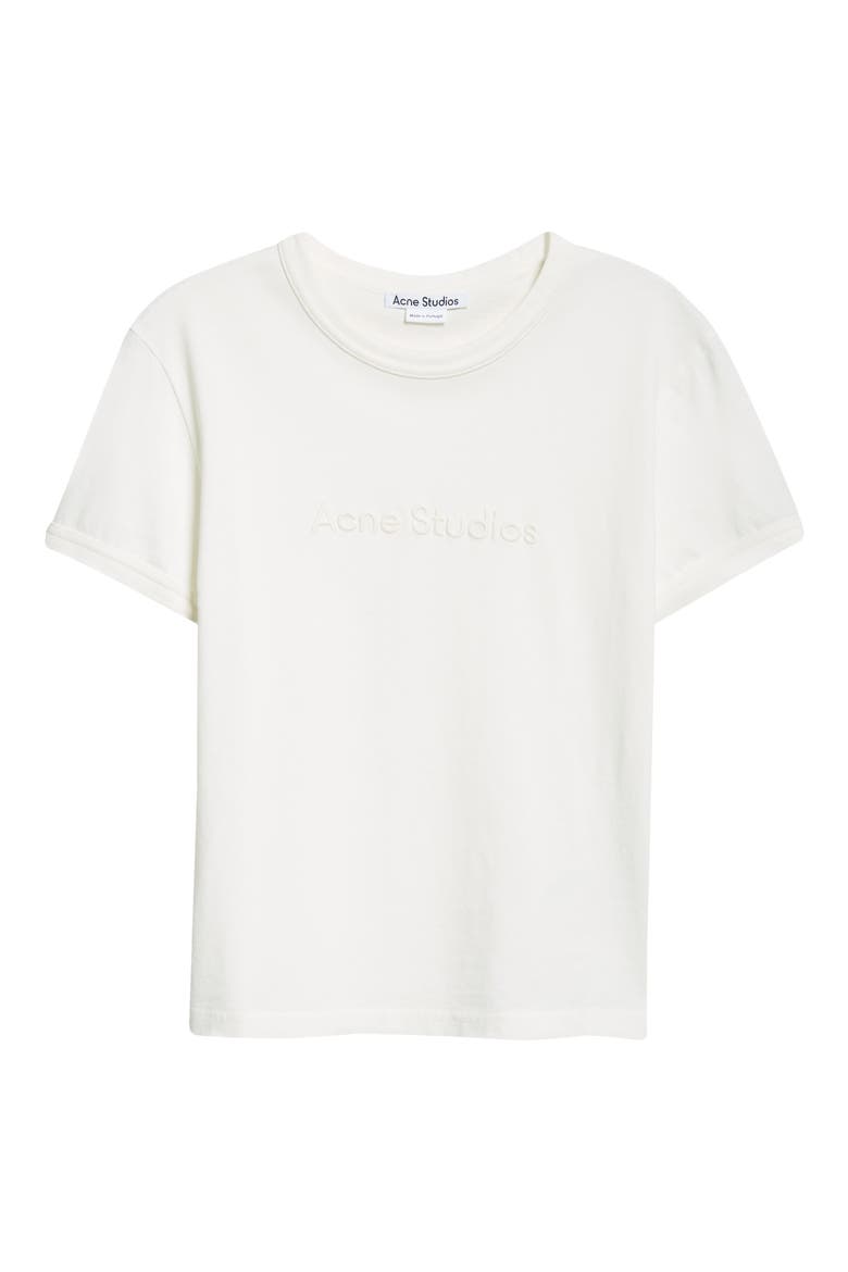 Etza Embroidered Logo Fitted Cotton T-Shirt, Alternate, color, COLD WHITE
