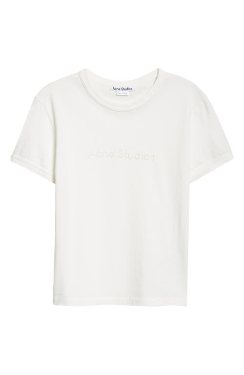 Acne Studios Etza Embroidered Logo Fitted Cotton T-shirt In Cold White