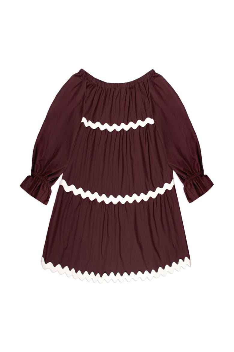 Bardot Contrast Trim Dress, Alternate, color, Brown