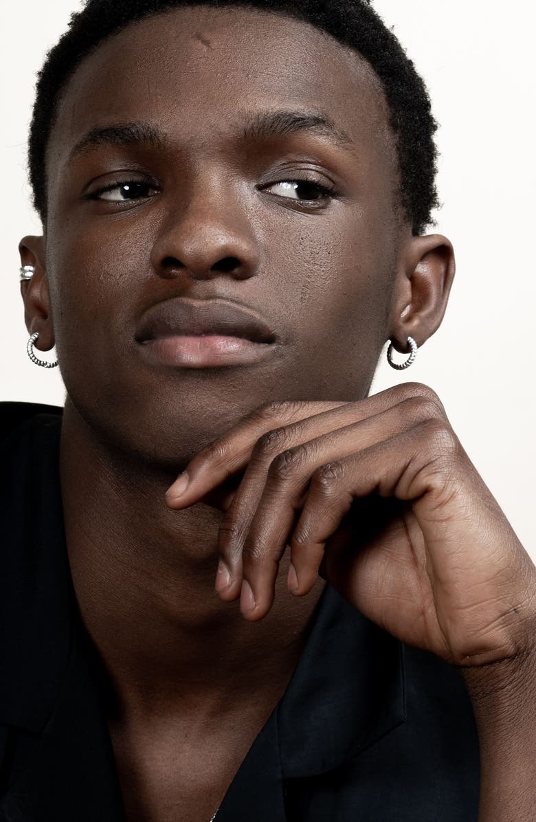 Dower & Hall Men's Small Twist Hoops, Alternate, color, Sterling Silver