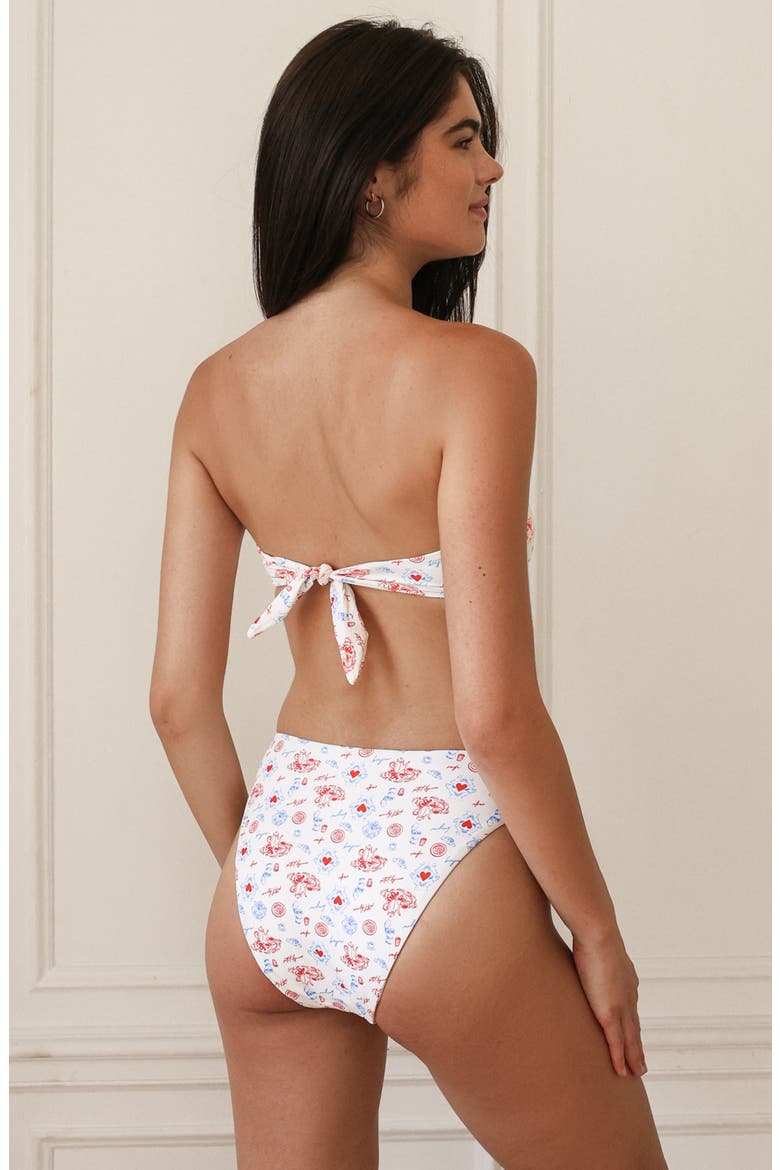 Seashore High Waist Cheeky Bikini Bottom, Alternate, color, Bonjour