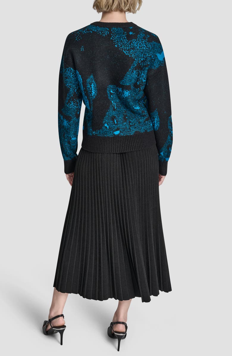 DKNY Intarsia Crewneck Sweater, Alternate, color, Black/Ocean Blue