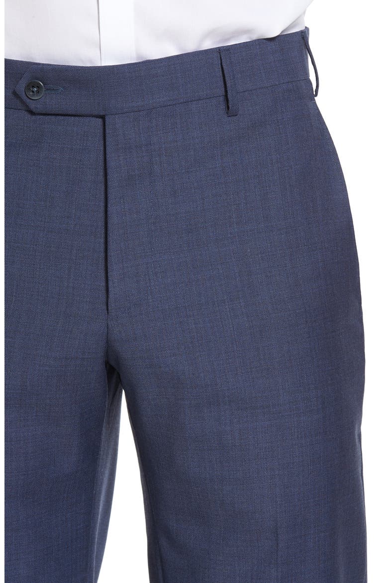 Parker Flat Front Sharkskin Wool Trousers, Alternate, color, BLUE