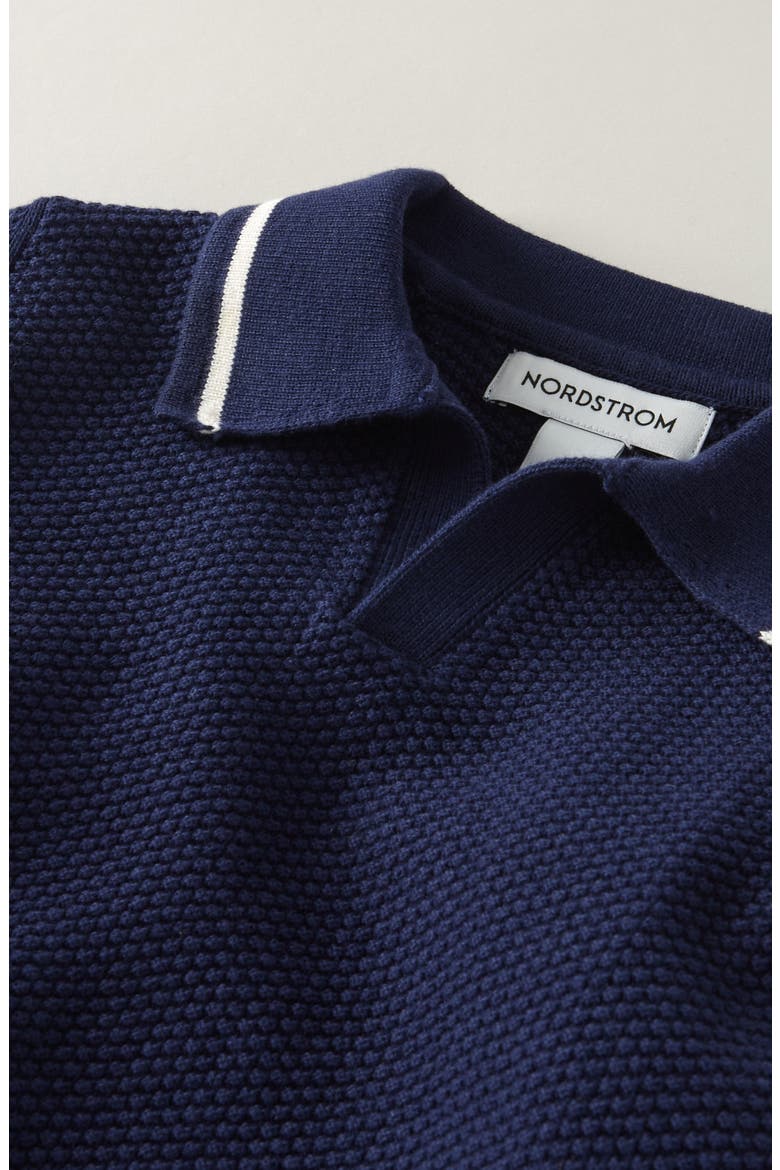 Kids' Texture Polo Sweater, Alternate, color, NAVY PEACOAT