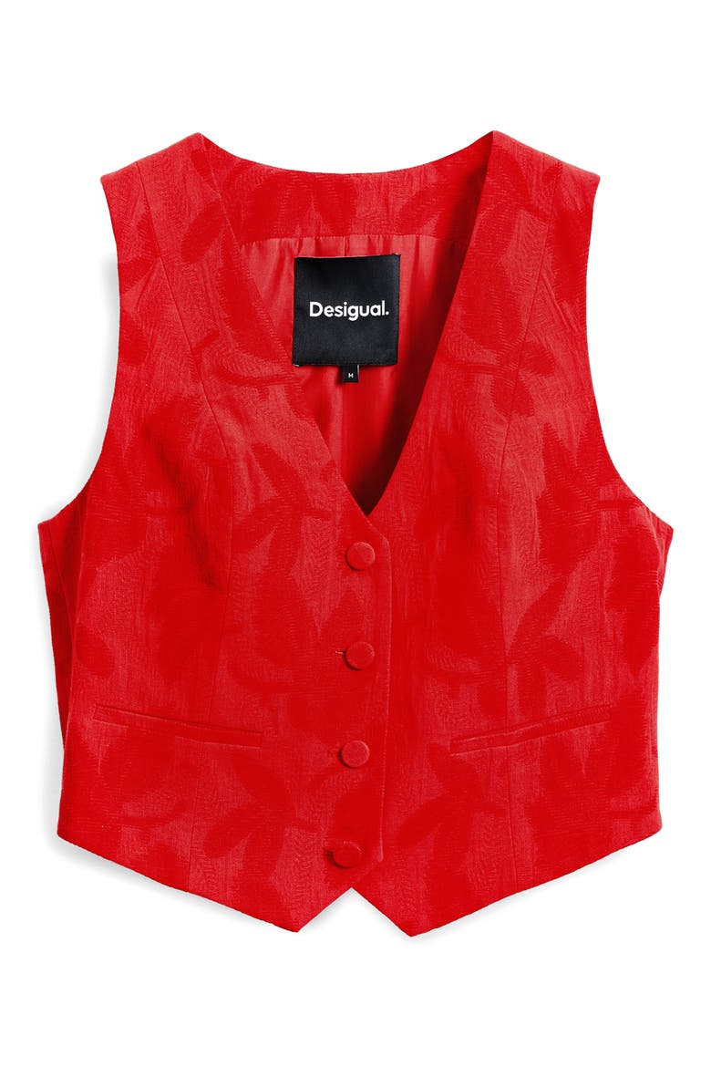 Button Front Vest, Alternate, color, ORANGE RED