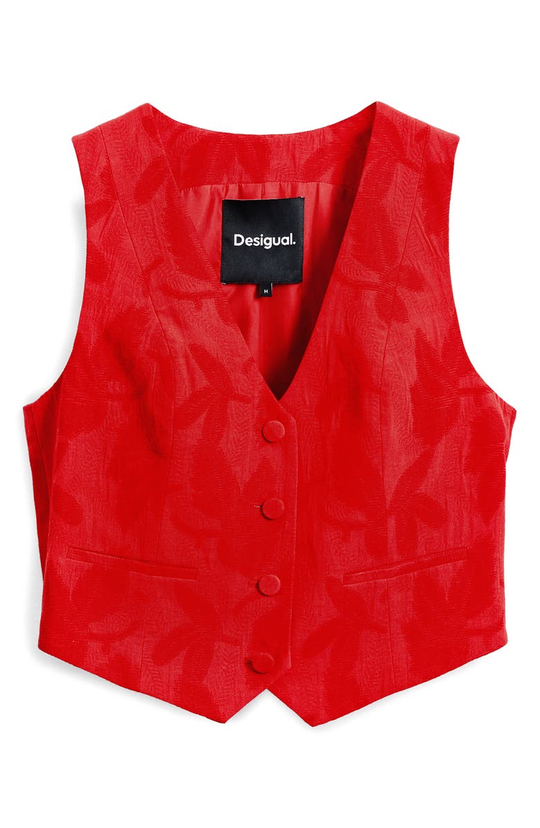 Desigual Button Front Vest, Alternate, color, Orange Red