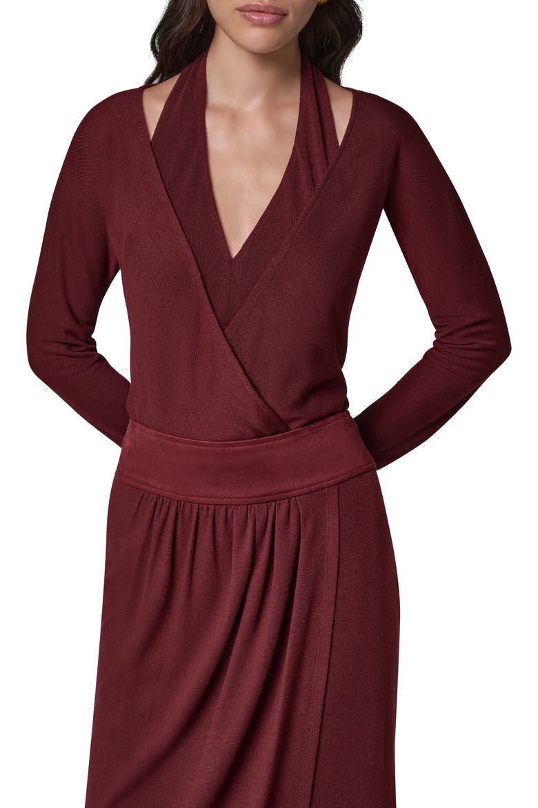 Long Sleeve Wrap Bodysuit, Alternate, color, BLK CHERRY