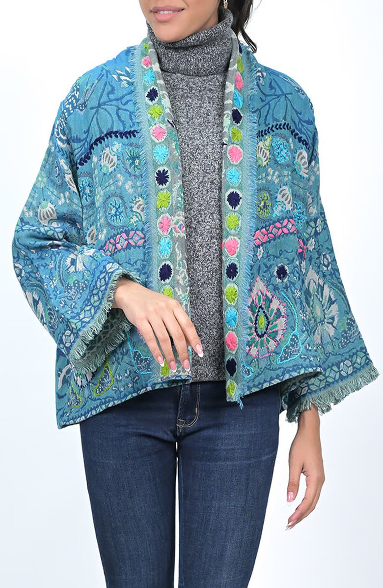 Vismaya Floral Jacket, Main, color, Marine Blue