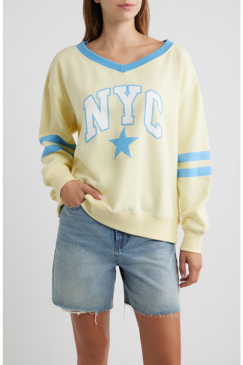 NYC Star Sweatshirt, Main, color, PASTEL YELLOW