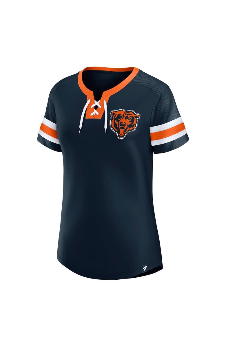 FANATICS Women's Fanatics True Navy Chicago Bears Lace-Up Bling T-Shirt, Alternate, color, True Navy
