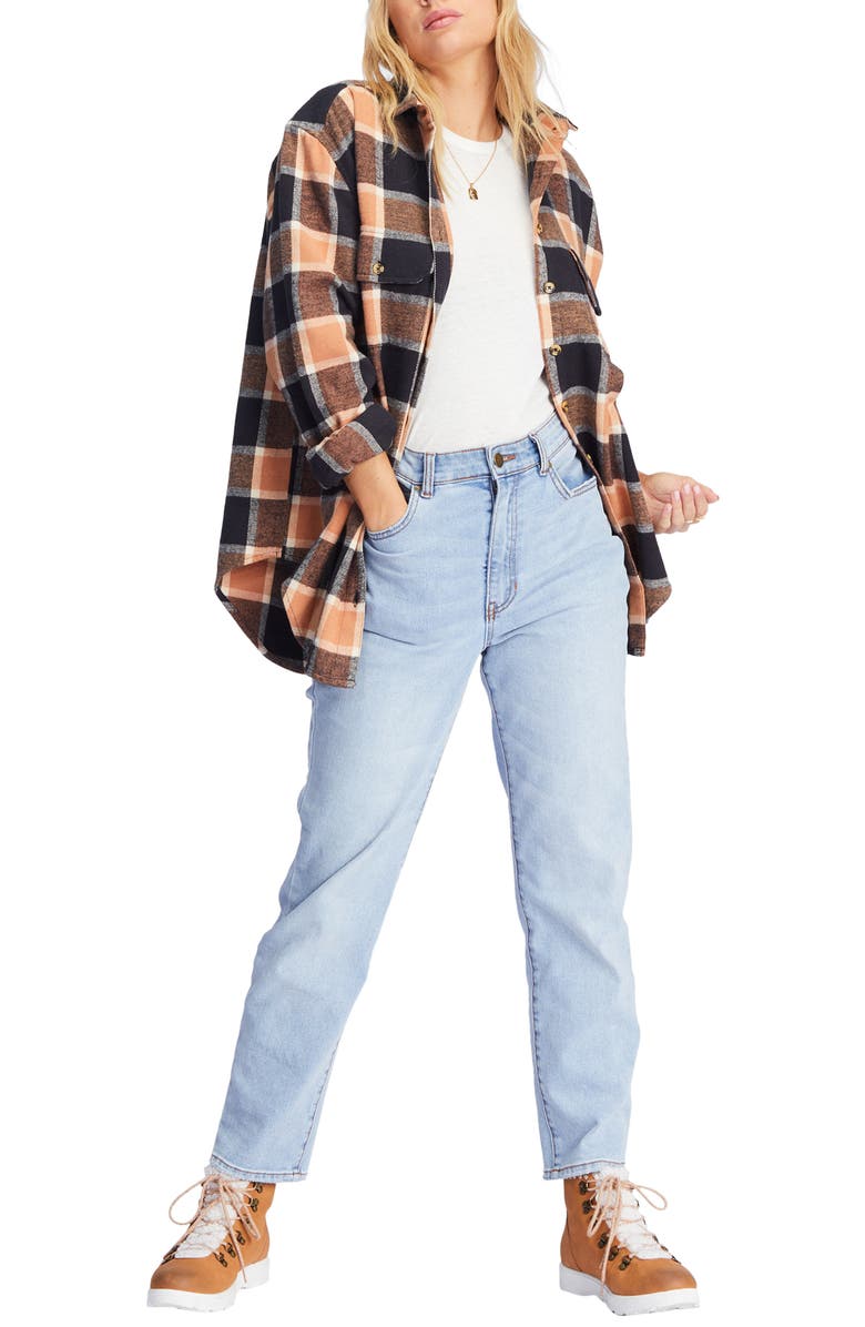 Billabong So Stoked Oversize Plaid Flannel Shirt, Alternate, color, 