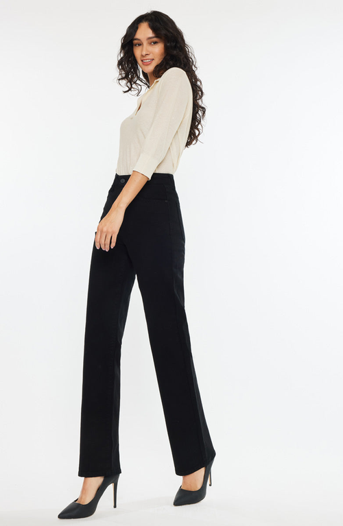 Kancan Princess High Rise True Straight Leg Jeans In Black