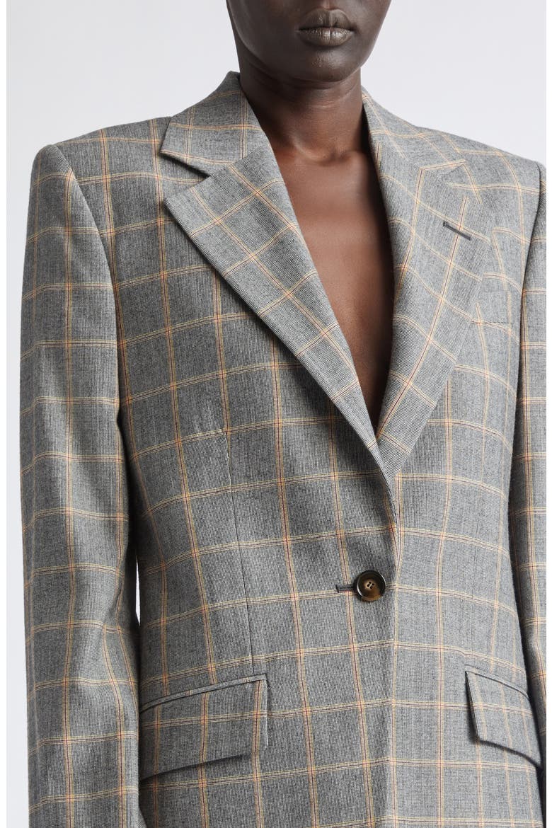 Slim Checked Virgin Wool Blazer, Alternate, color, GREY MELANGE