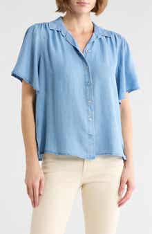 beachlunchlounge Greyson Short Sleeve Denim Button-Up Shirt