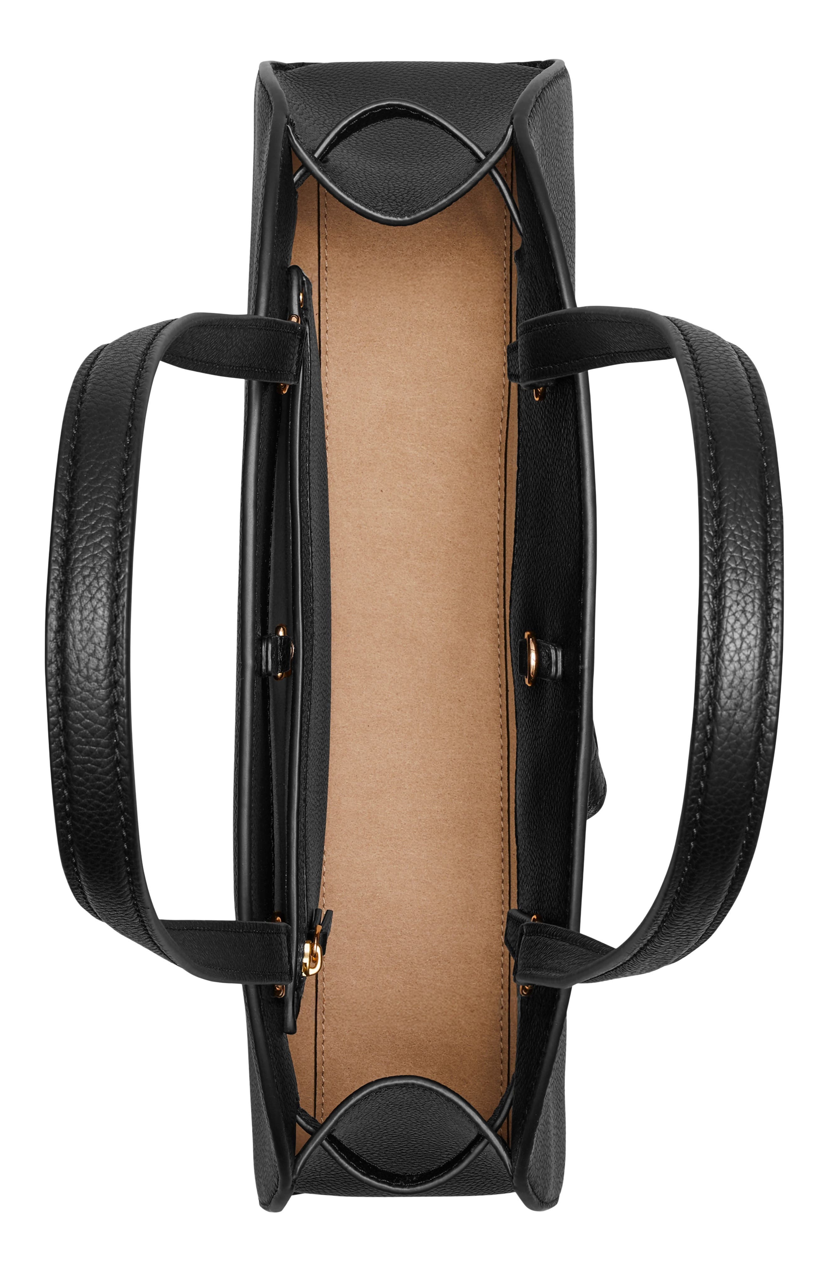 Romy East West Leather Bauletto, Alternate, color, BLACK