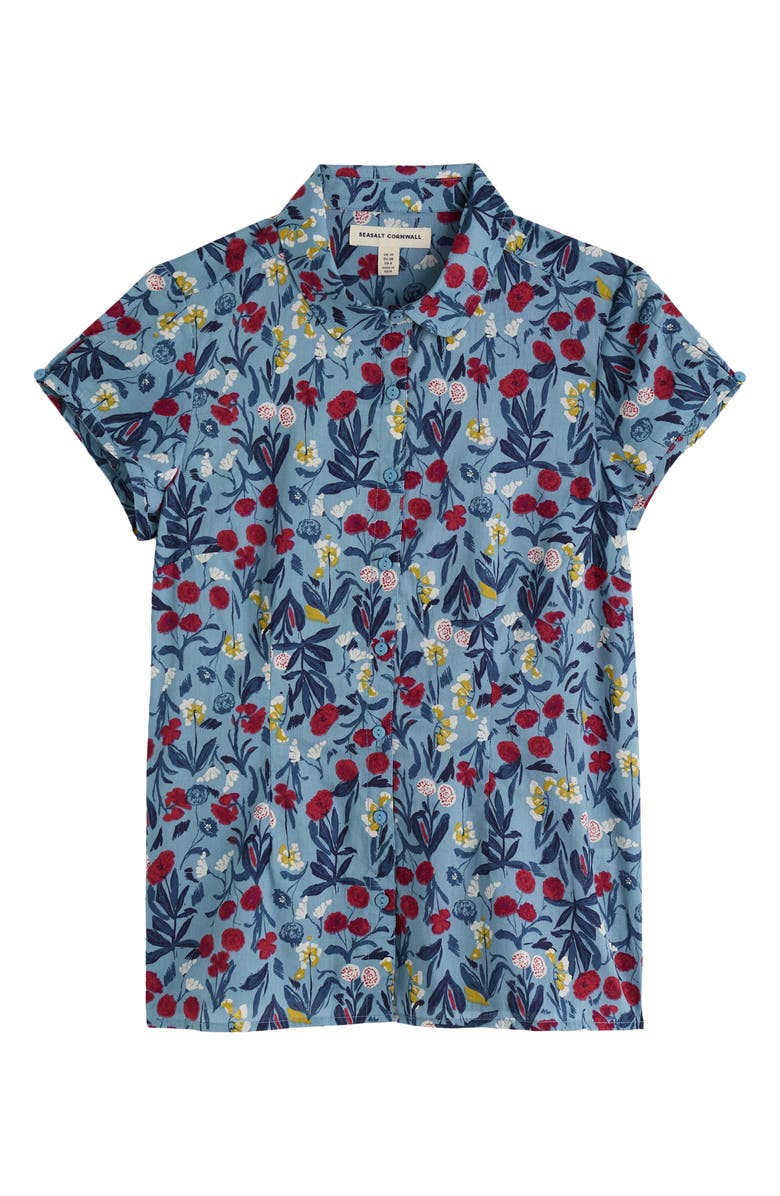 Seasalt Cornwall Rushmaker Floral Organic Cotton Voile Button-Up Shirt, Alternate, color, Spring Stems Seascape Mix