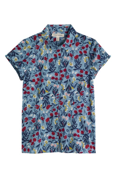 Rushmaker Floral Organic Cotton Voile Button-Up Shirt