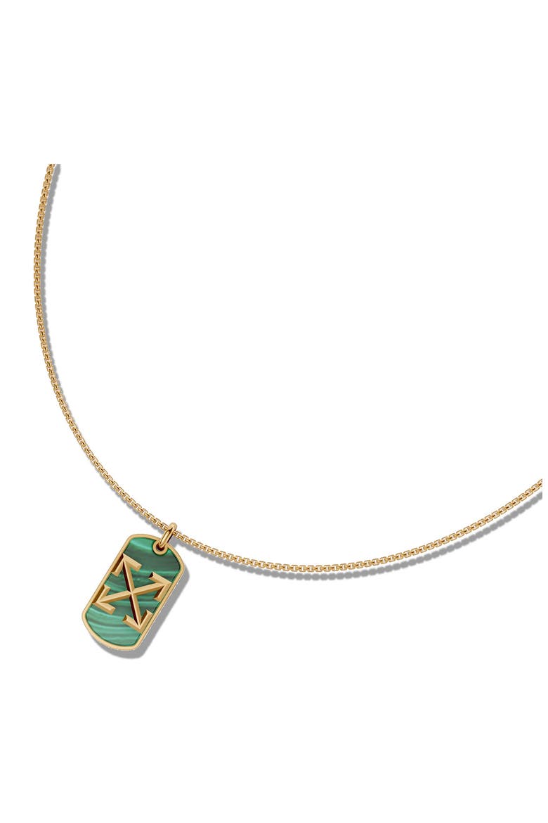 Stone Arrow Logo Pendant Necklace, Alternate, color, YELLOW GOLD/ GREEN