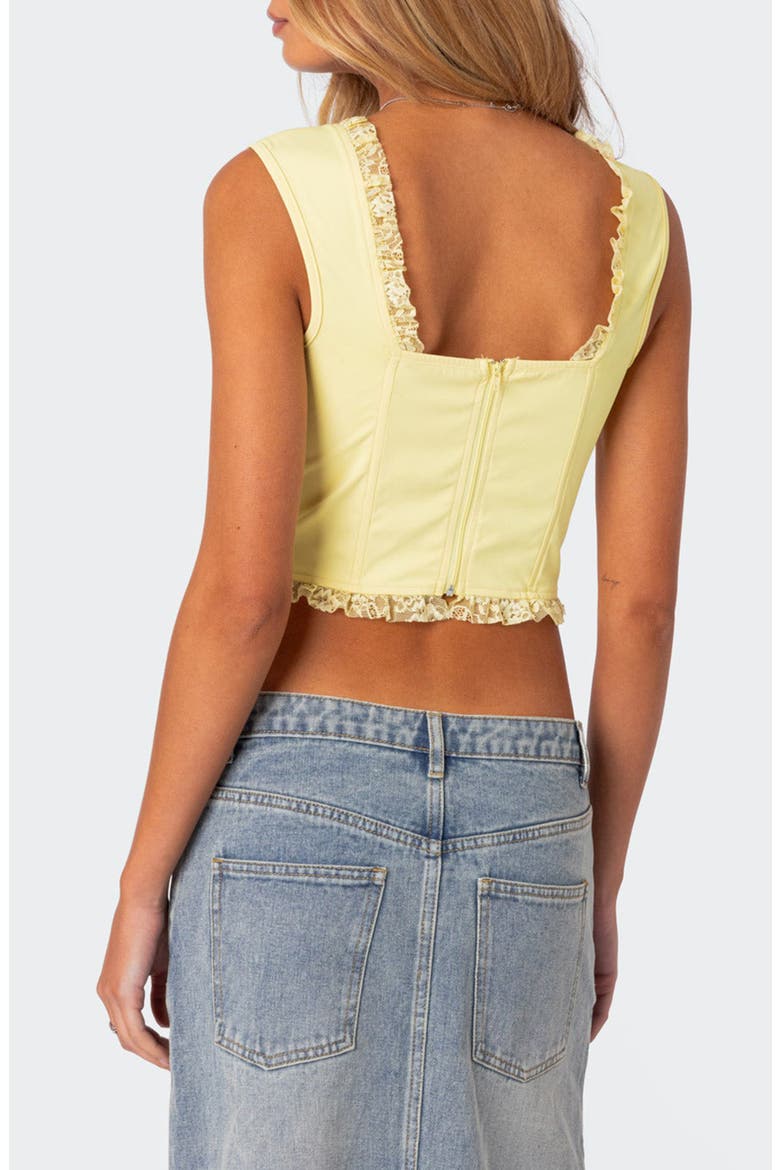 Lace Panel Corset Crop Top, Alternate, color, YELLOW