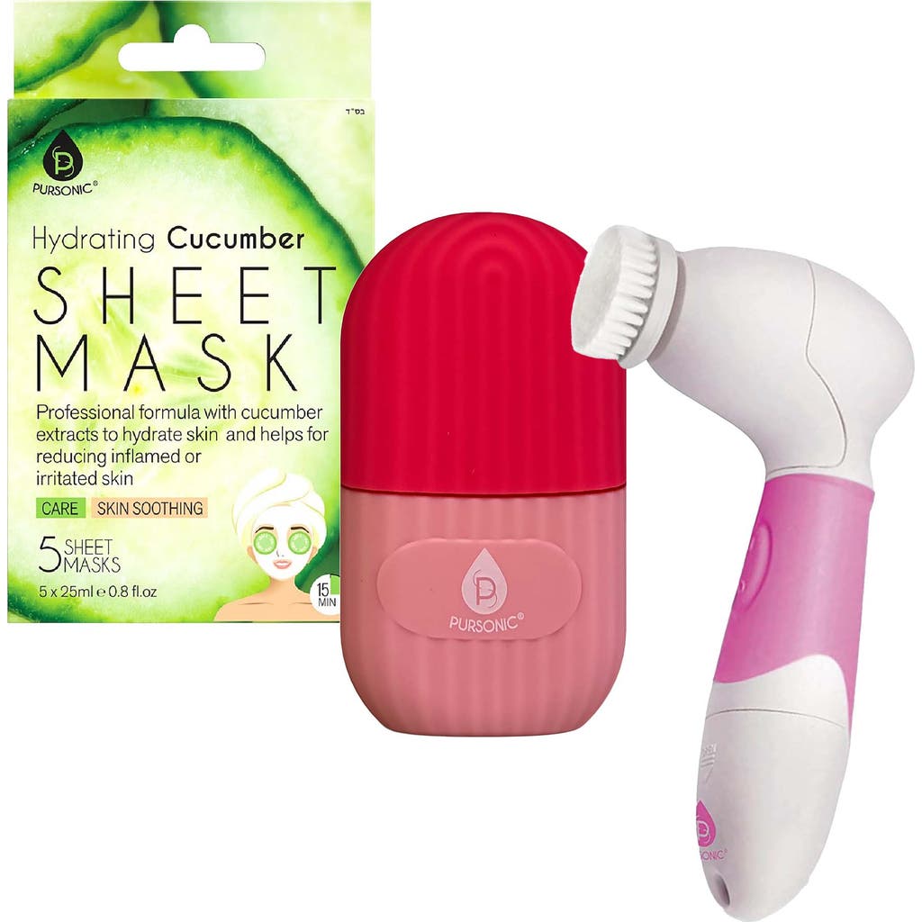 Pursonic De-puff Skin Set In Pink
