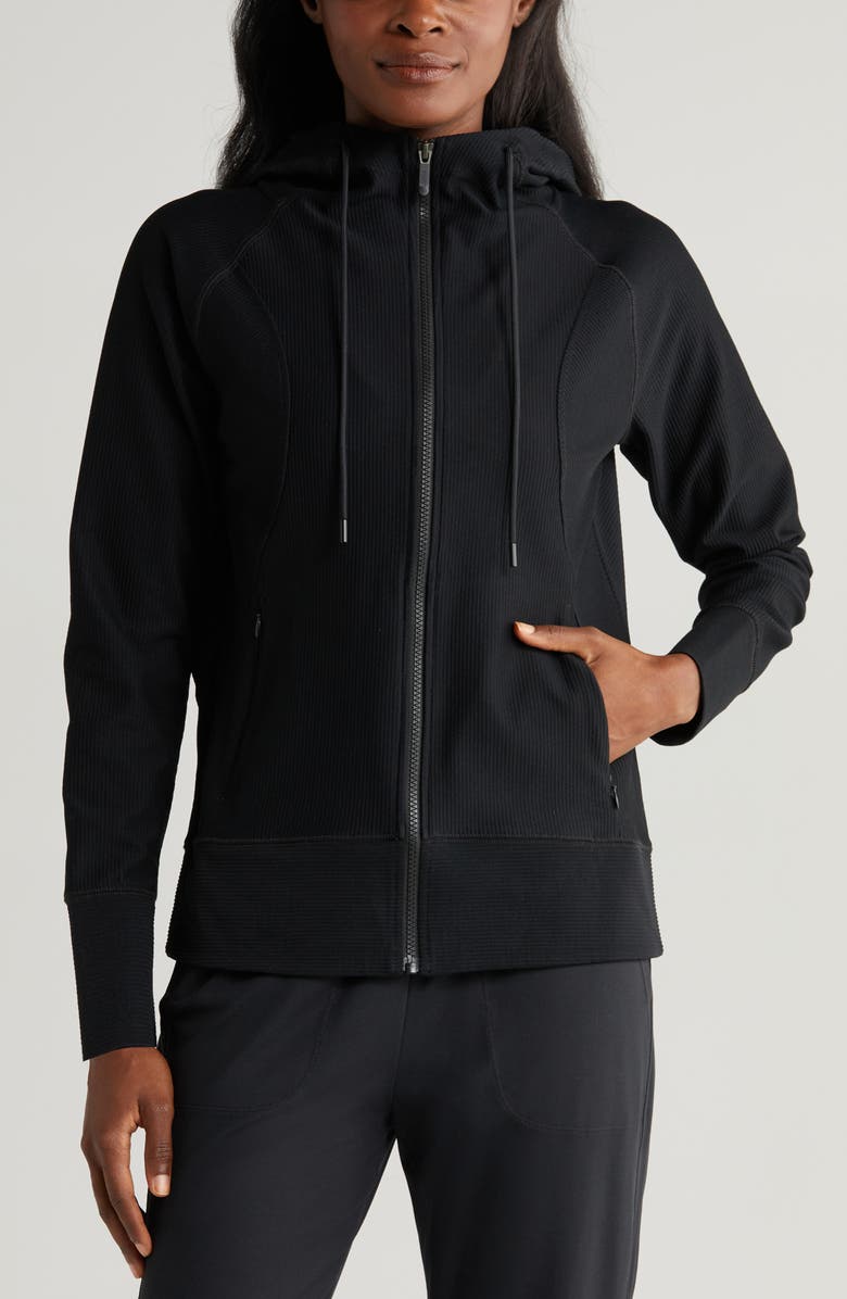 Zella Echo Ottoman Rib Zip Hoodie, Alternate, color,