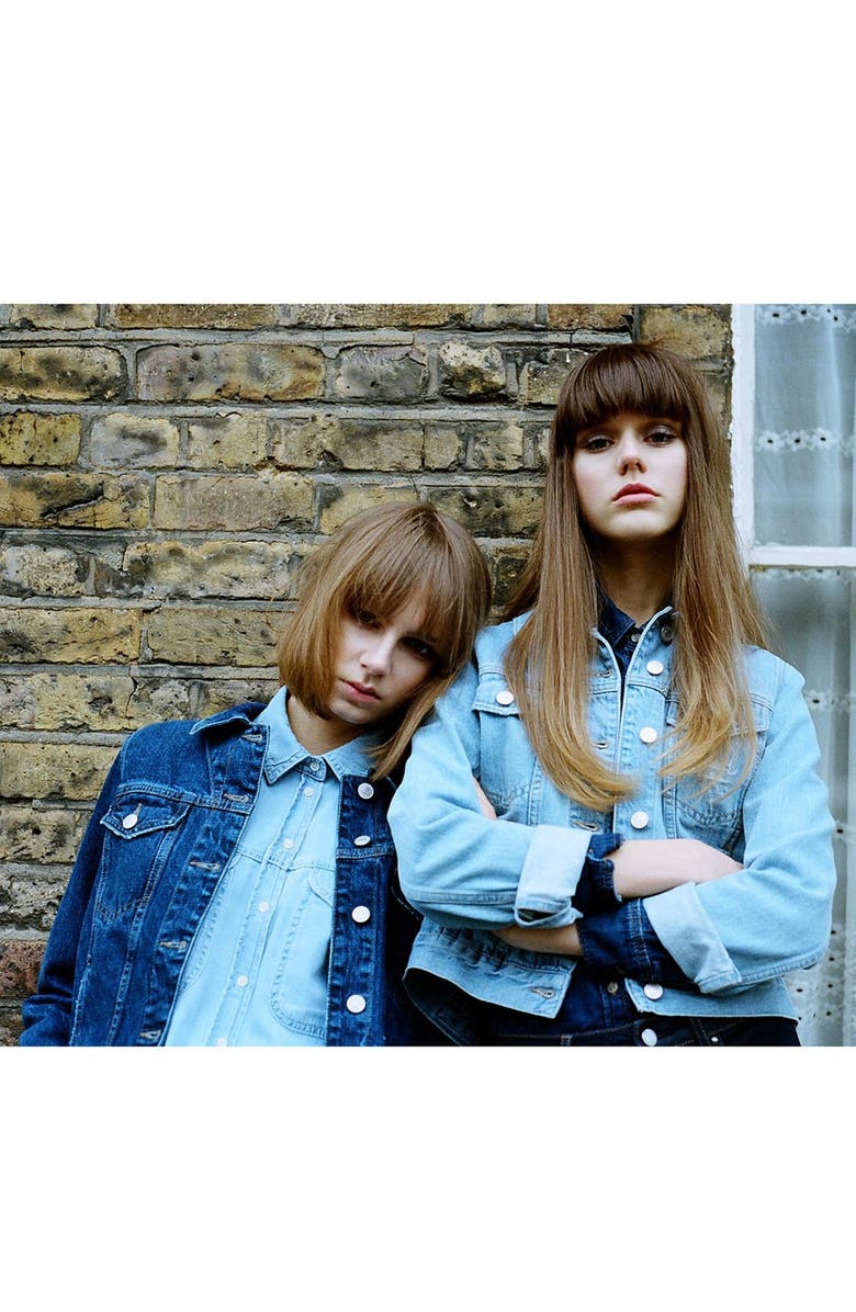 Topshop Moto 'Tilda' Western Denim Jacket, Alternate, color,