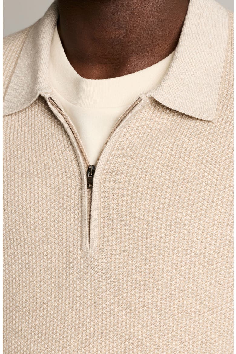 Geo Jacquard Quarter Zip Sweater, Alternate, color, BRITISH KHAKI/ CLASSIC