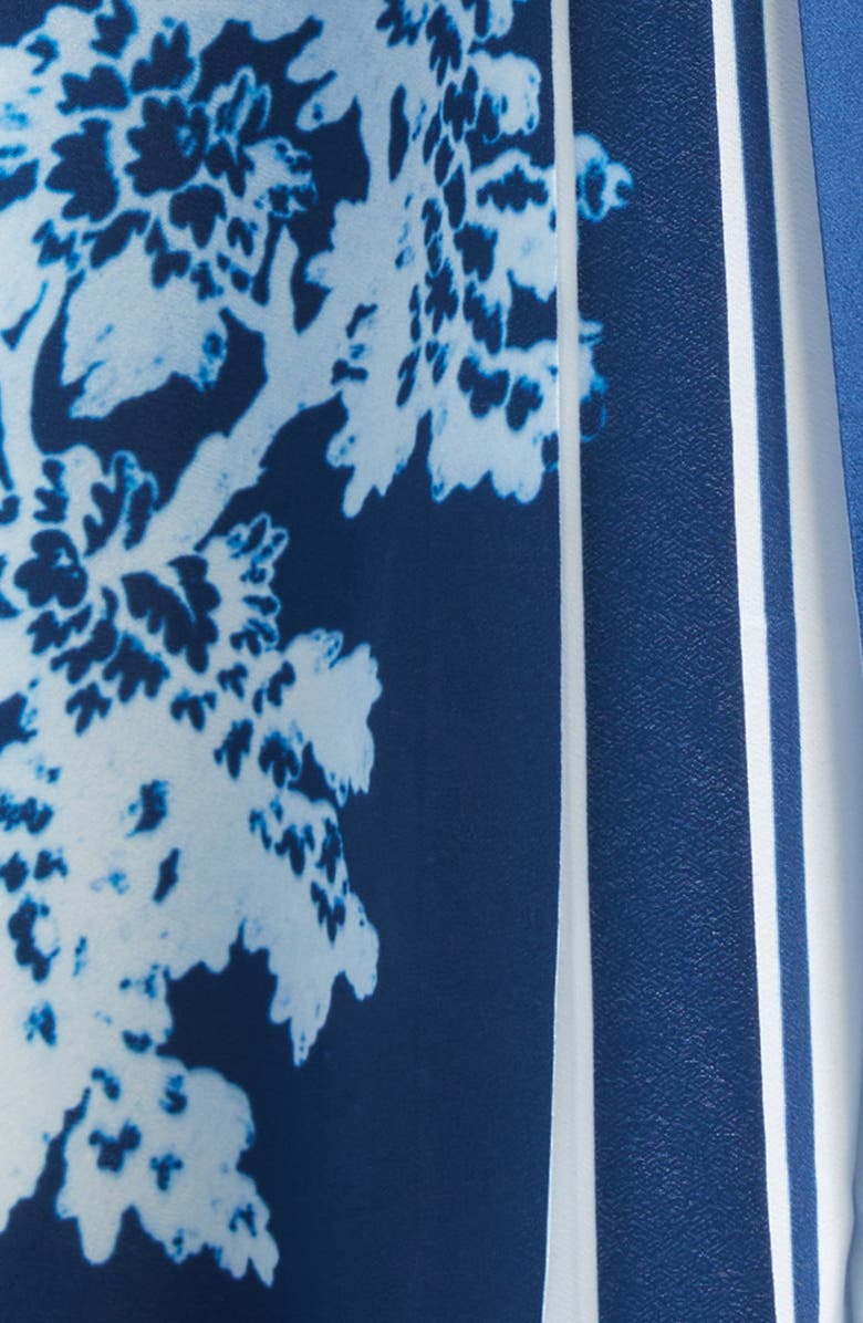 Erdem Pleated Crêpe de Chine Midi Skirt, Alternate, color, Cyanotype Etching Navy