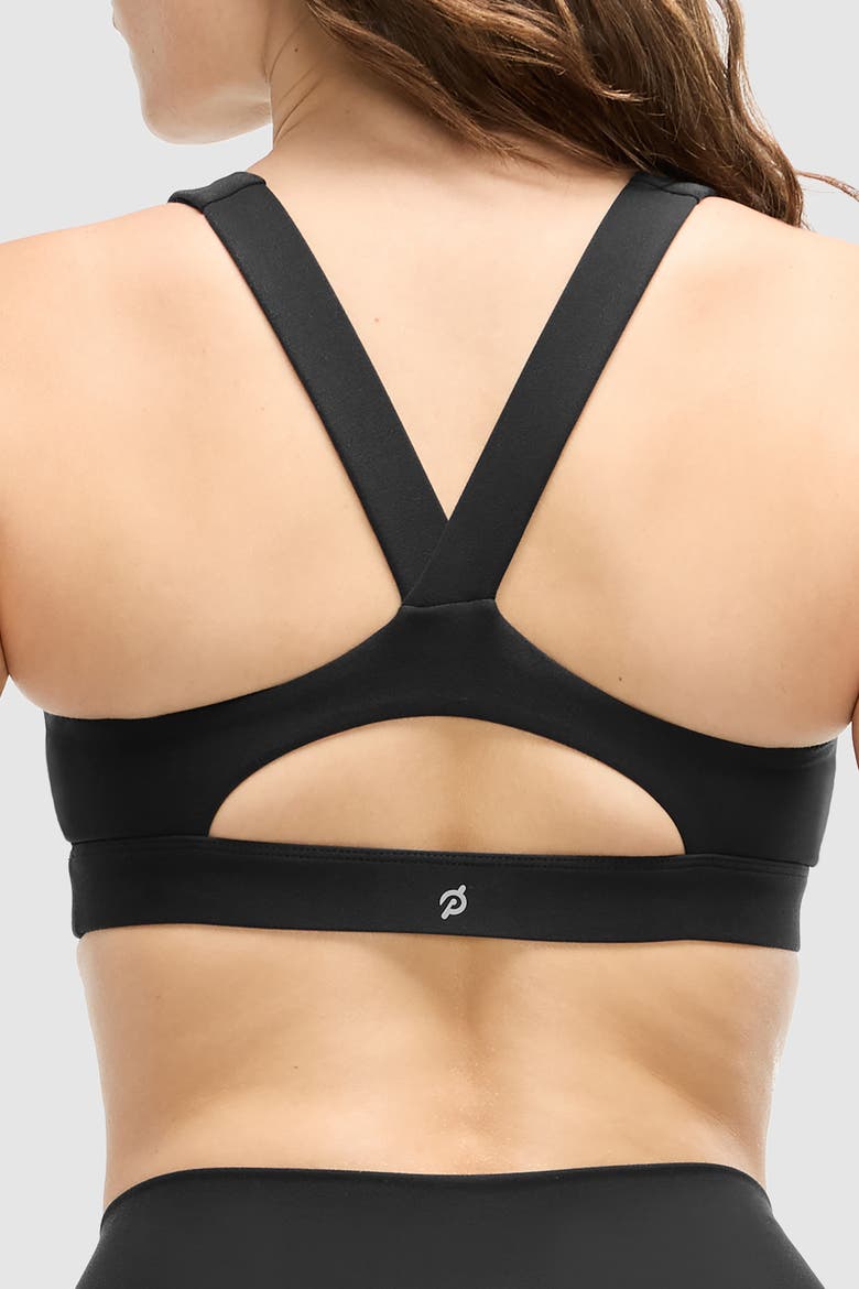 Cadent Mid Neck V Strap Bra, Alternate, color, JET BLACK