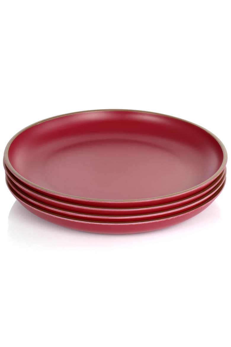 Rockabye 4 Piece Melamine Dinner Plate Set, Alternate, color, Dark Pink