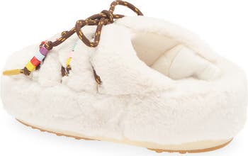 Beaded Faux Fur Clog