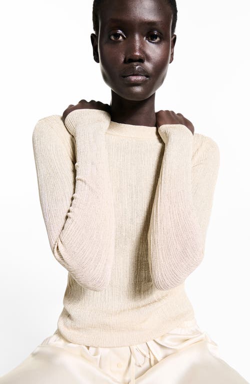 Mango Metallic Knit Sweater In Gold