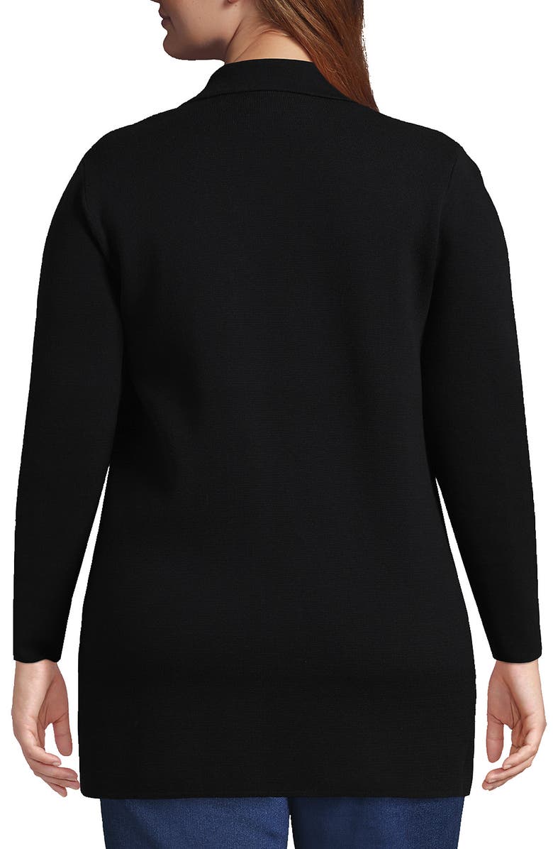 Lands' End Plus Size Fine Gauge Cotton Button Front Blazer Sweater, Alternate, color, 