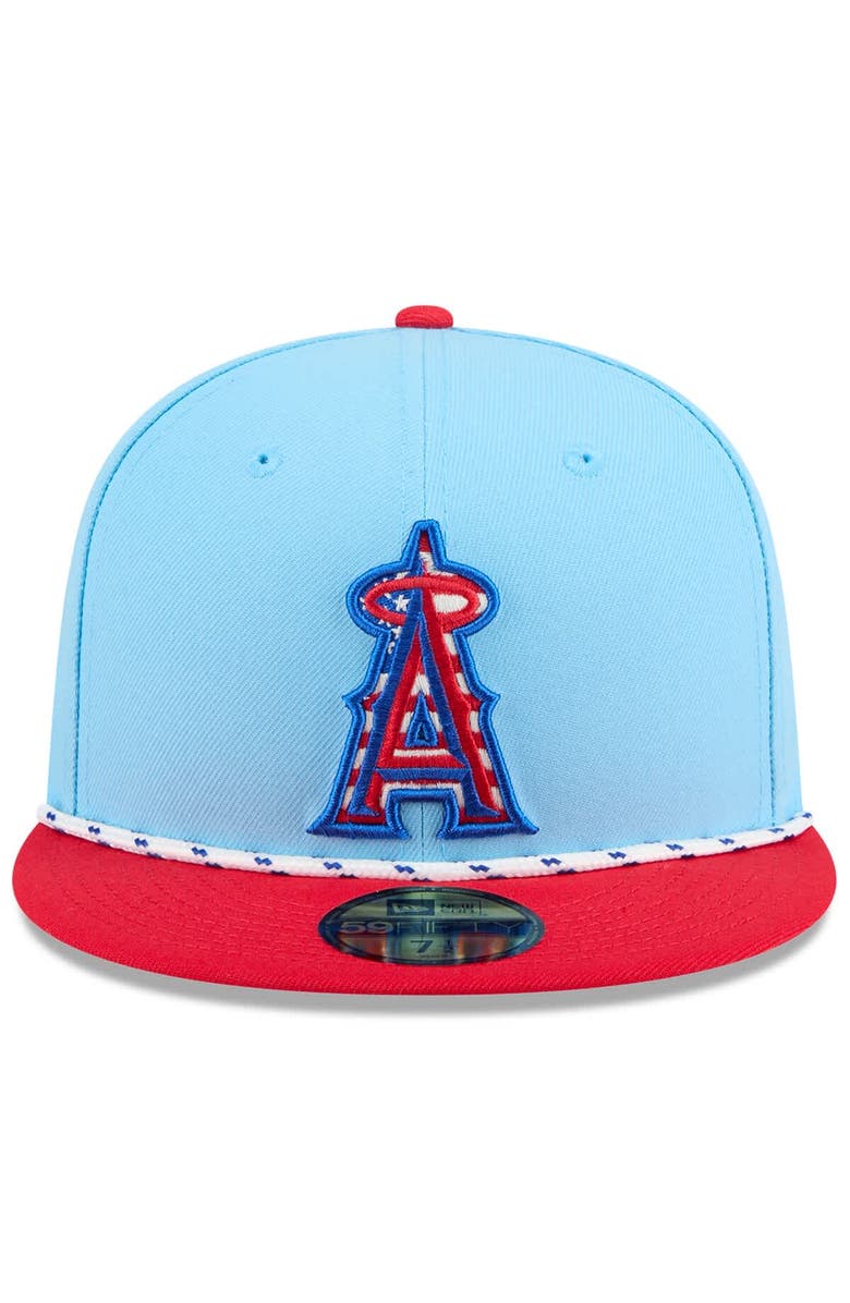 New Era Men's New Era Light Blue/Red Los Angeles Angels 2025 Fourth of July 59FIFTY Fitted Hat, Alternate, color, Light Blue