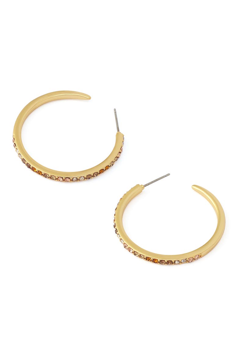 Pavé Medium Hoop Earrings, Alternate, color, GOLD/ NEUTRAL