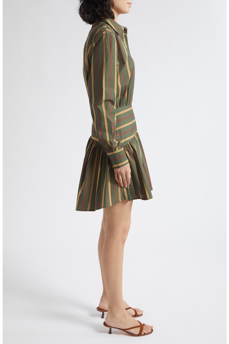 Rocco Stripe Long Sleeve Mini Shirtdress, Alternate, color, DARK OLIVE STRIPE