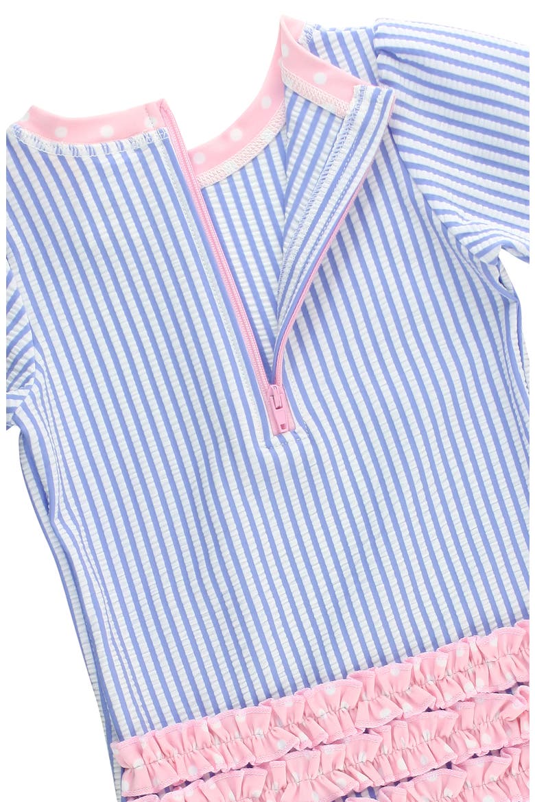 Seersucker One-Piece Rashguard Swimsuit, Alternate, color, BLUE