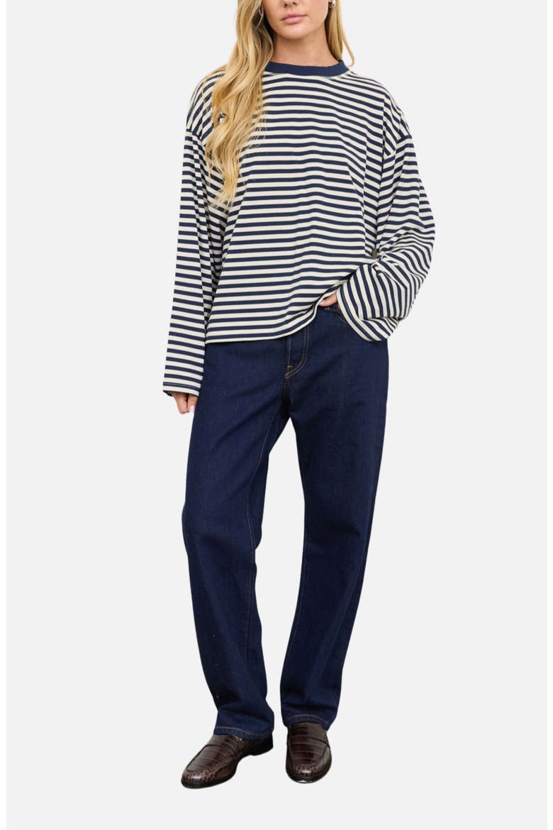 Striped Long Sleeve Knit Top, Alternate, color, NAVY MULTI