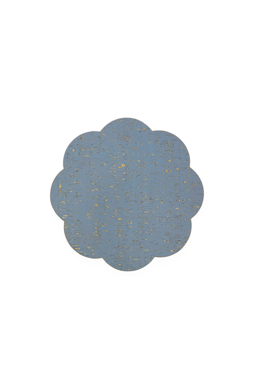 Jonathan Adler Metallic Cork Petal Placemat Set In Slate Blue/gold