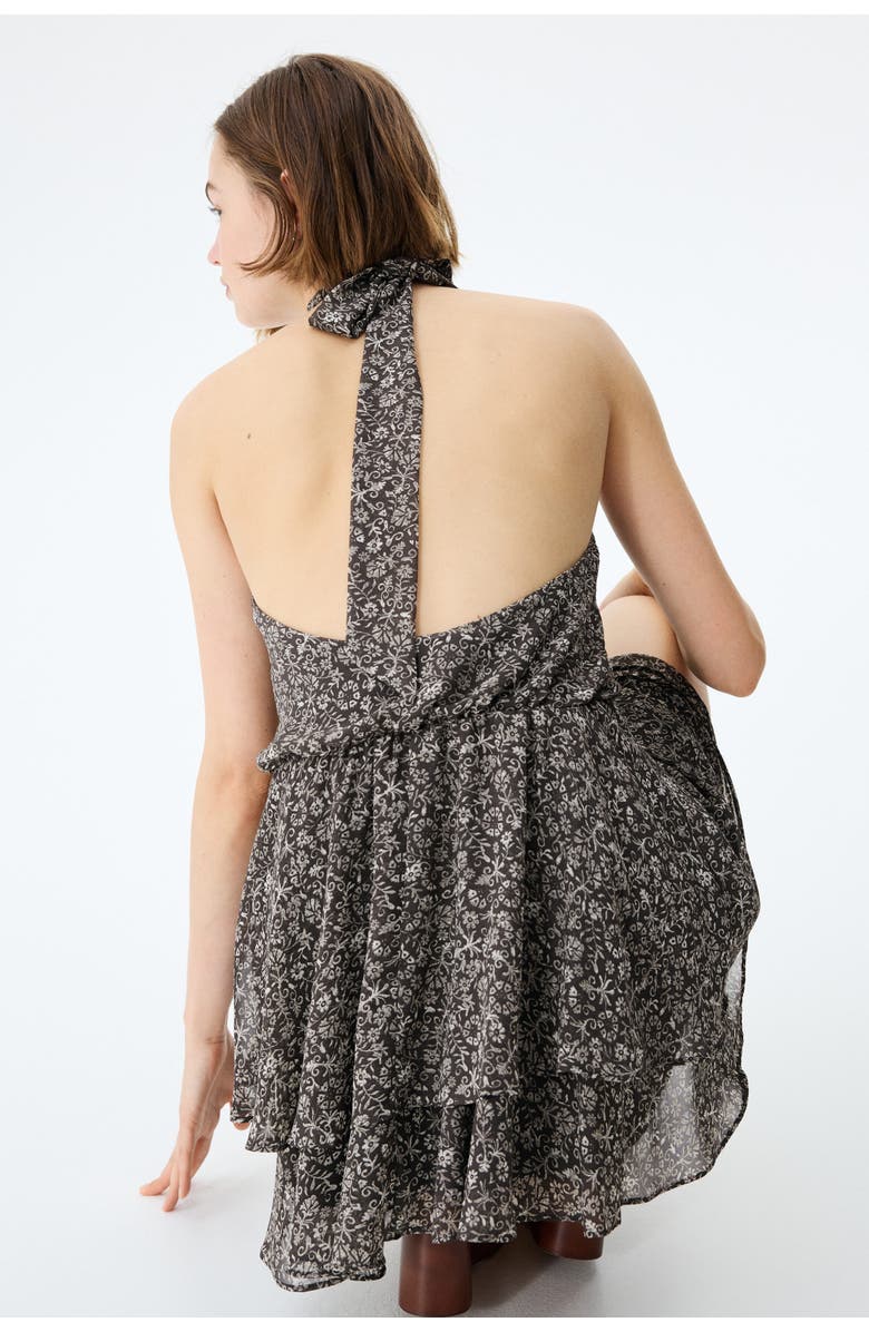 H&M Chiffon halterneck dress, Alternate, color, Dark Gray/Floral