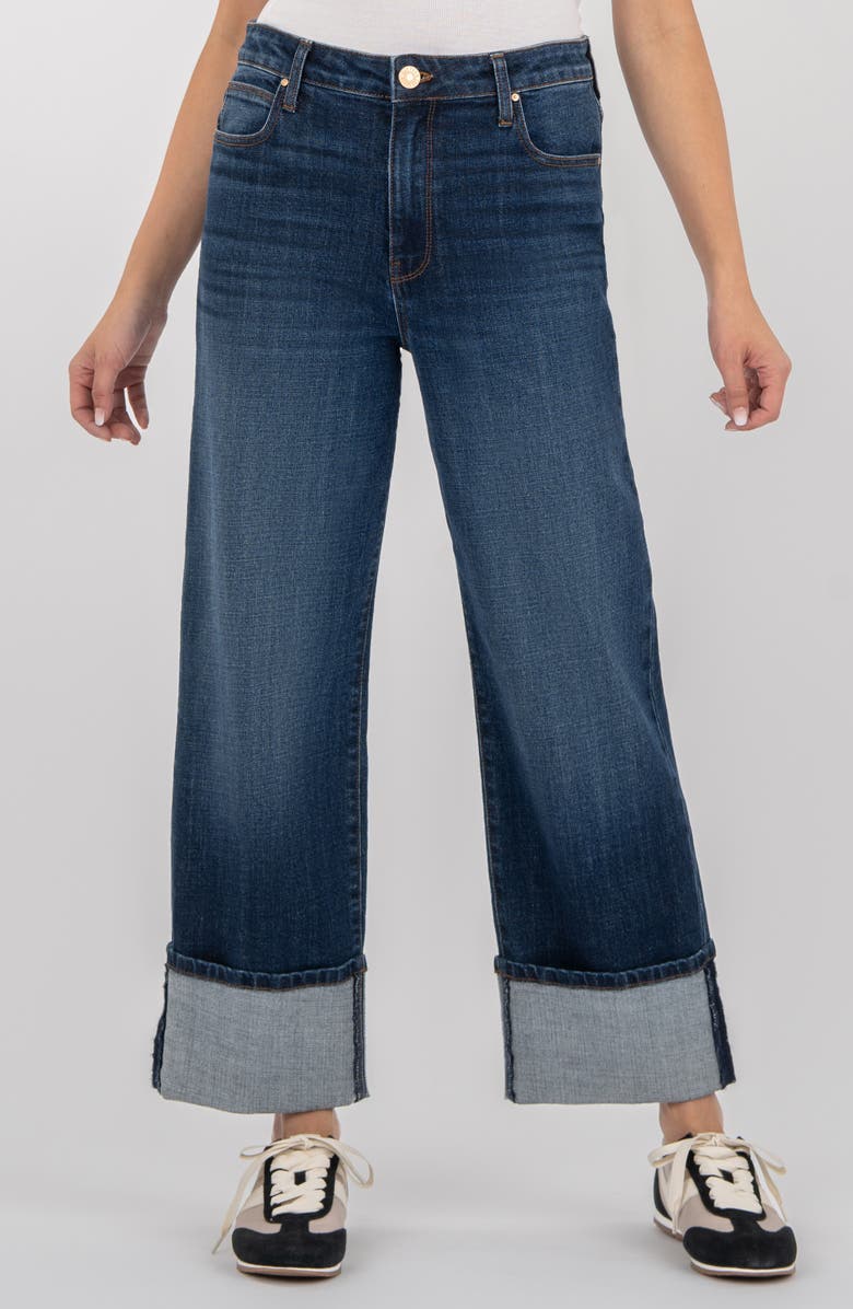 KUT from the Kloth Sienna Cuffed High Waist Relaxed Straight Leg Jeans, Main, color, Clarity